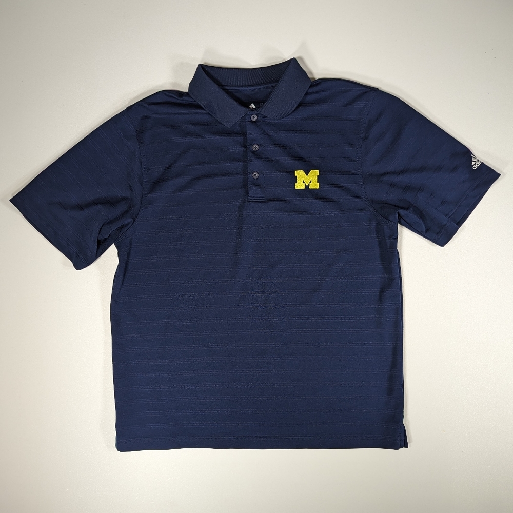 Adidas Mens Michigan Wolverines Polo Climalite Short Sleeve Shirt Size Medium